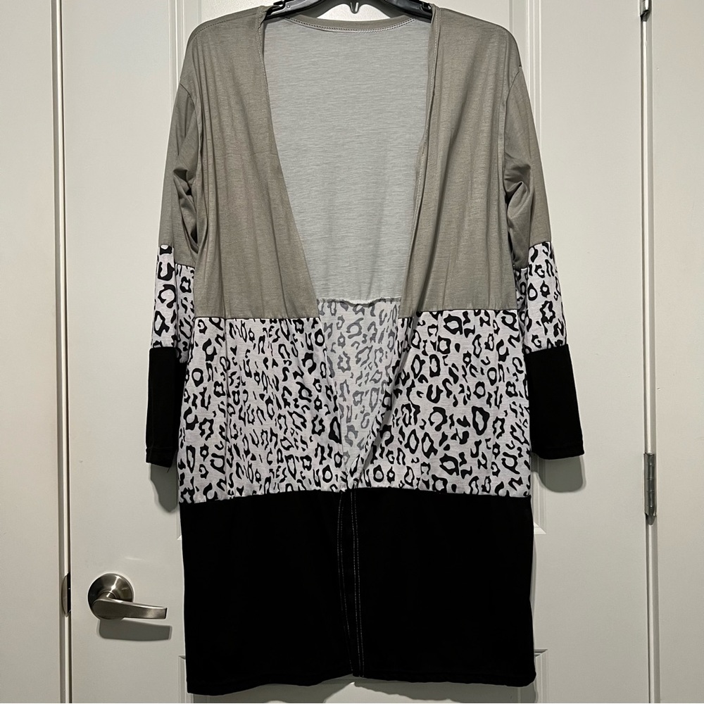 Animal Print Cardigan, Black/Multi